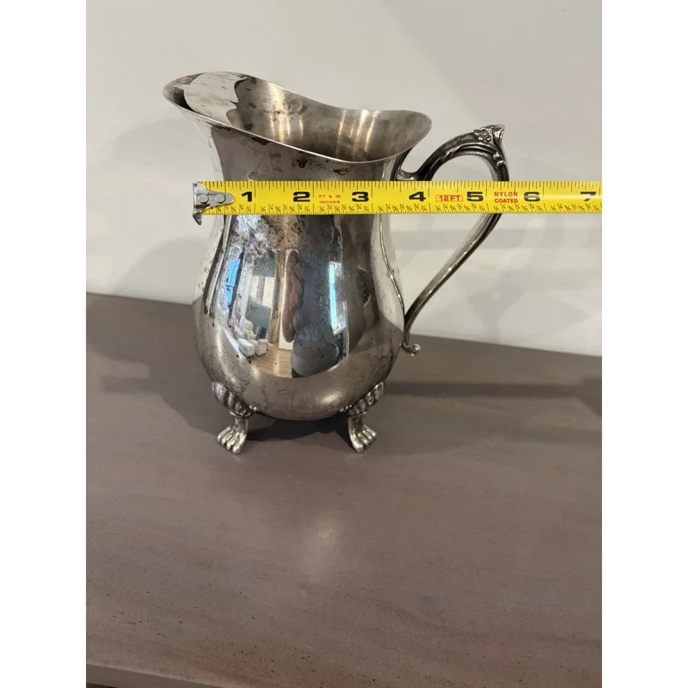 Leonard Silver Plated Pitcher Coffee Tea Pot Footed Antique Ornate fancy elegent